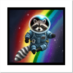 Rainbow Raccoon Astronaut Posters and Art